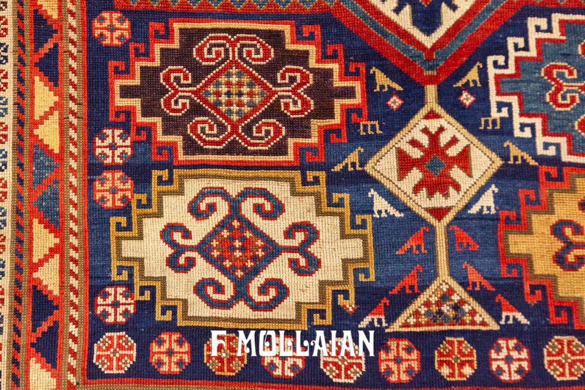 Hand-knotted Caucasian Kazak Moghan Antique Rug n°:54882943